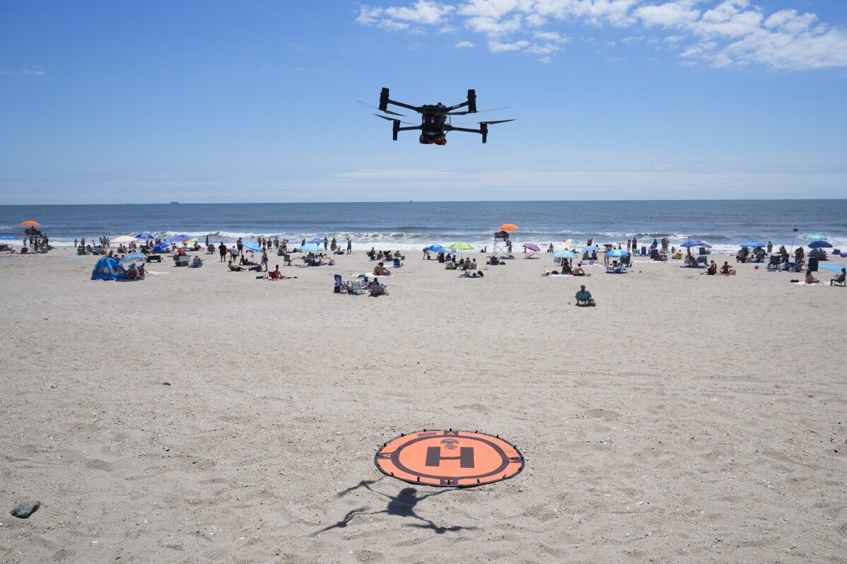 En playas de Nueva York, pájaros enojados luchan contra drones en patrulla por tiburones y nadadores